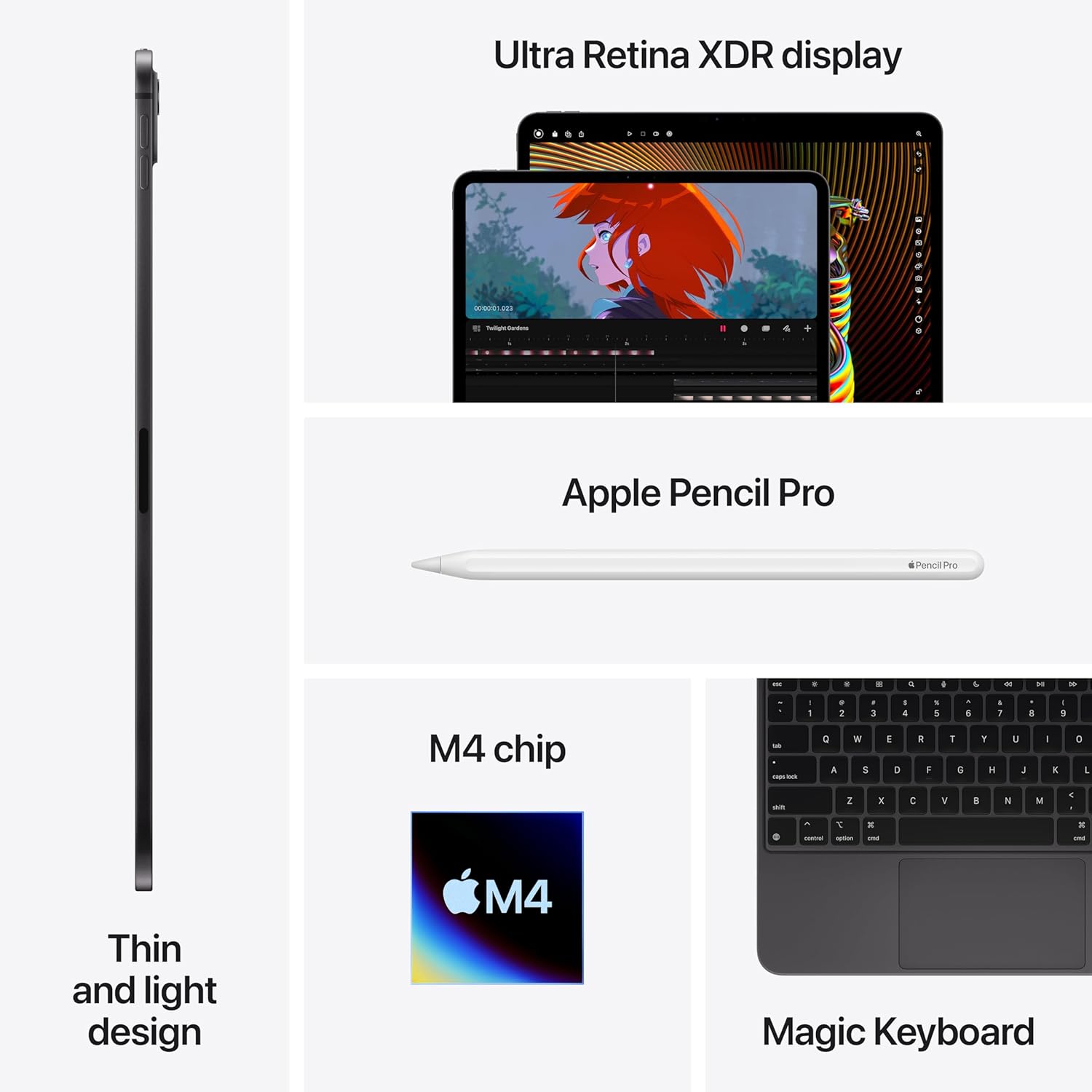 Apple iPad Pro 13-Inch (M4): Built for Apple Intelligence, Ultra Retina XDR Display, 256GB, 12MP Front/Back Camera, LiDAR Scanner, Wi-Fi 6E, Face ID, All-Day Battery Life — Space Black - Image 6